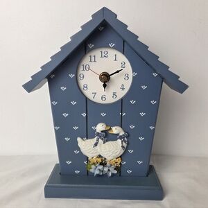 Blue and White Goose Clock 9"